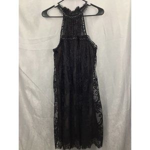 Bcbgmaxazria Women's Sleeveless Halter Neck Midi Dress SIZE 8 BLASCK